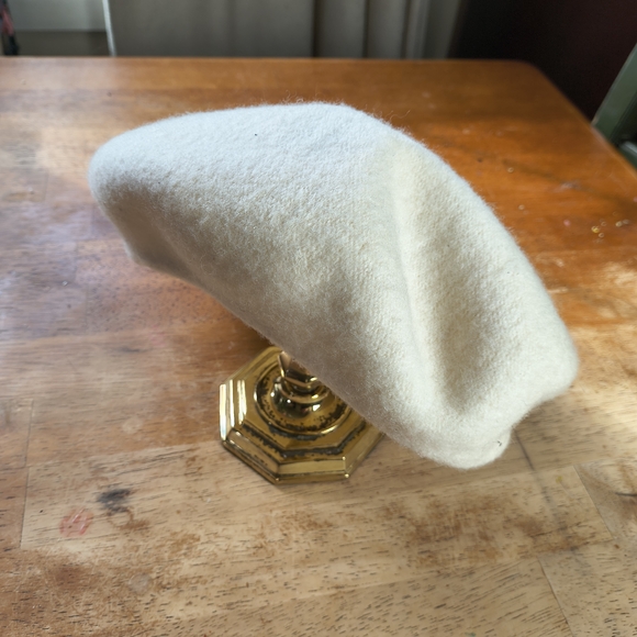 Vintage Normandy ultrabasque white cream colored wool beret newsboy hat - Picture 4 of 9